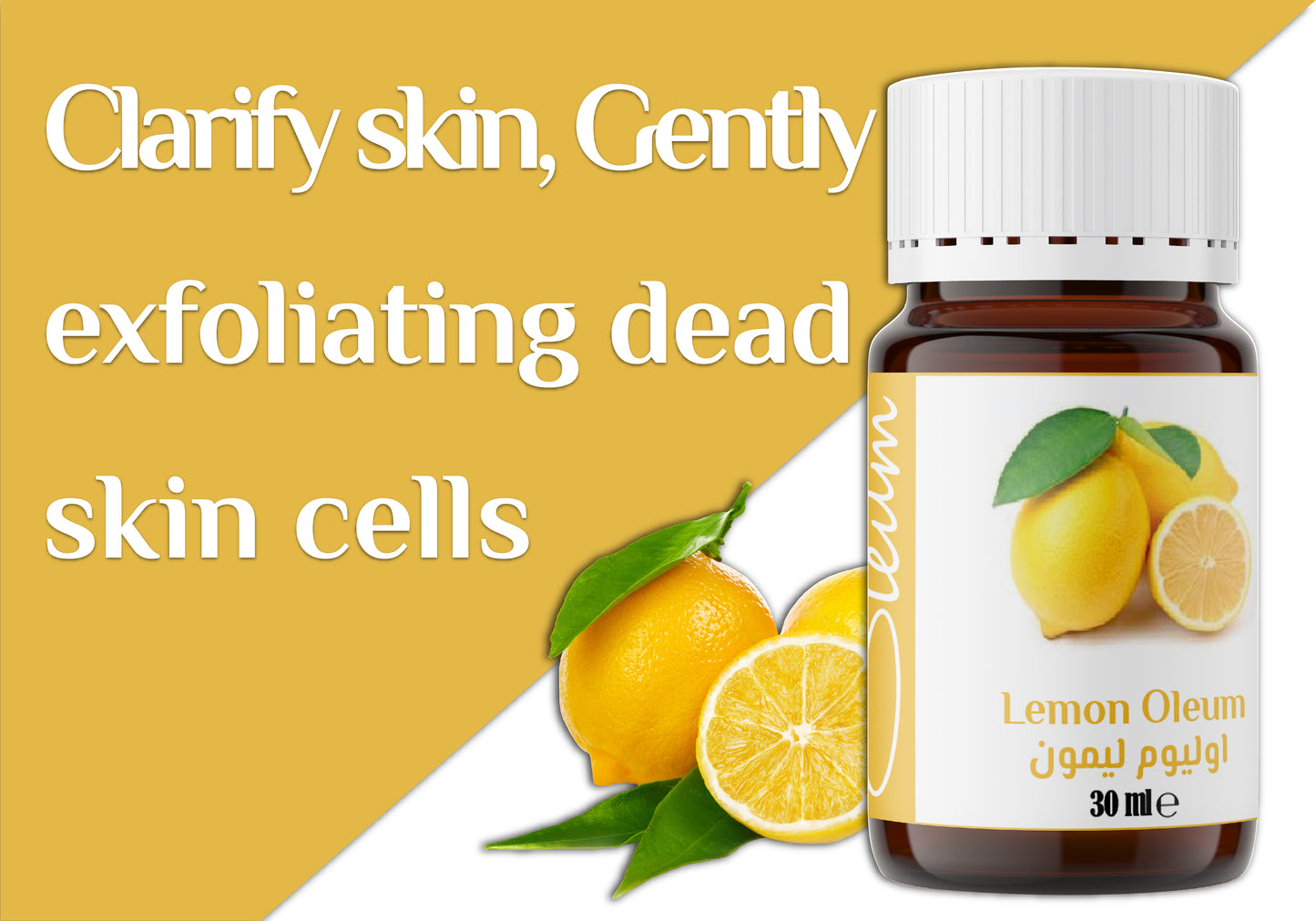 Oleum Lemon Oil 100% Pure for Cosmetics - Natural, Unrefined - Cleansing, Brightening, and Refreshing