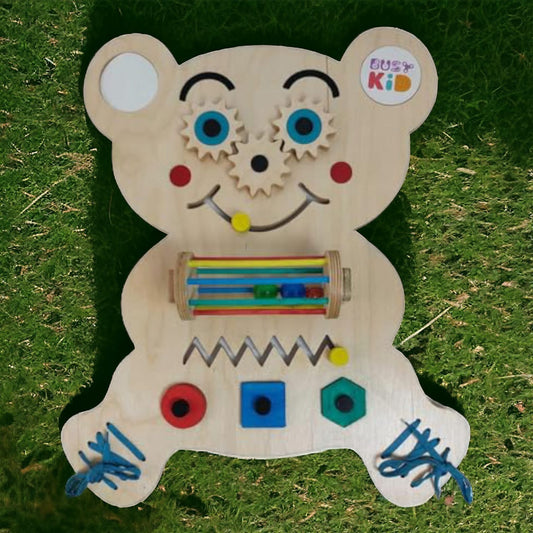 Smart Bear Montessori Busy Board - Educational Sensory Toy for Toddlers with Activities - Fine Motor Skills Development and Quiet Play - Montessori Inspired Learning Toy.